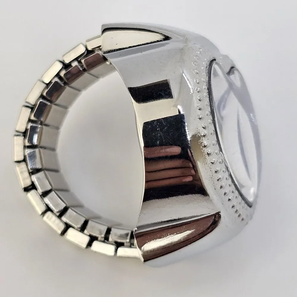 LOVE‎ Ring Watch Women Analog Purple Dial Quartz Watch Stretch Band Finger Watch